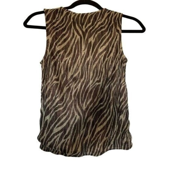 ANTHROPOLOGIE Eri + Ali Kasi Shimmer Top Zebra Print Sz XS NWT Ret $68 - Picture 9 of 15